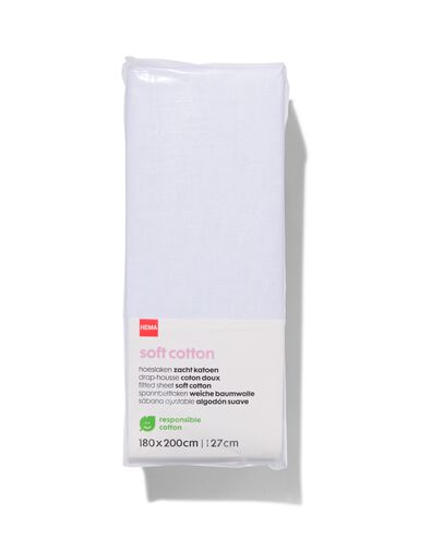 drap-housse - coton doux - 180x200 cm - blanc - 5140023 - HEMA