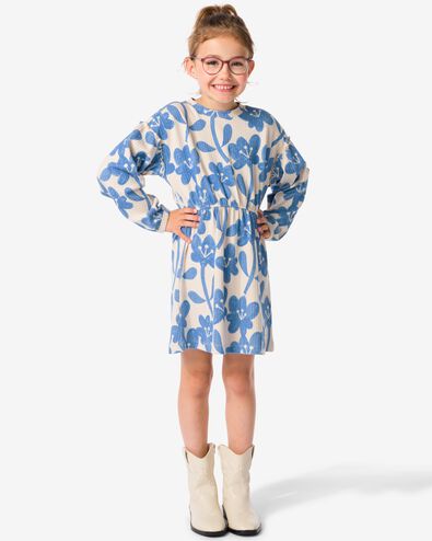 Kinder-Kleid, gerippt, Blumen blau - 30876820BLUE - HEMA