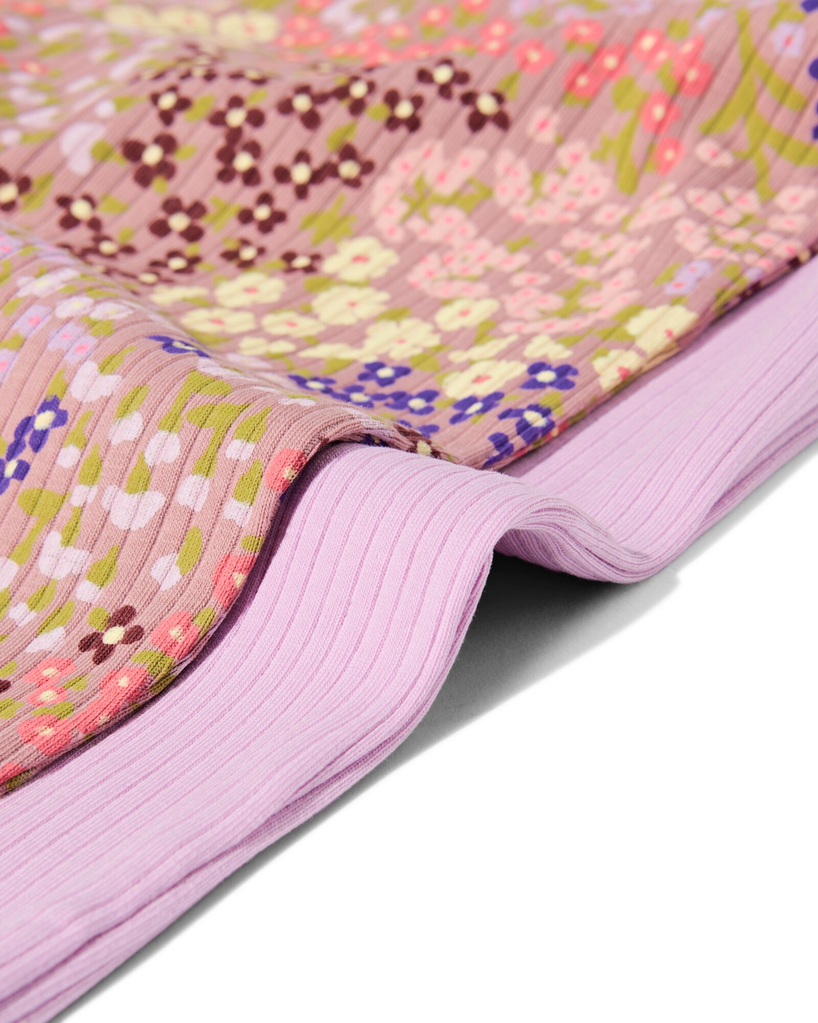 kinderleggings flared fit rib bloemen - 2 stuks paars paars - 30848914PURPLE - HEMA