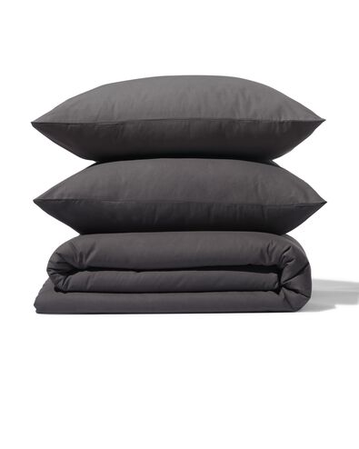 housse de couette 200x200/220cm en coton doux gris fonc&eacute; - 5797026 - HEMA