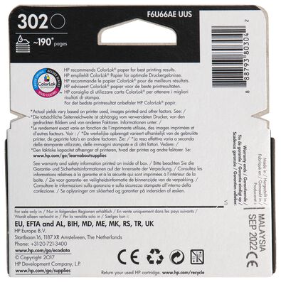 cartouche HP 302 noir - 38300102 - HEMA