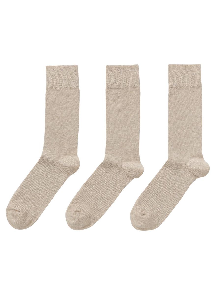 3er-Pack Herren-Socken, Biobaumwolle khakifarben - 1000001339 - HEMA