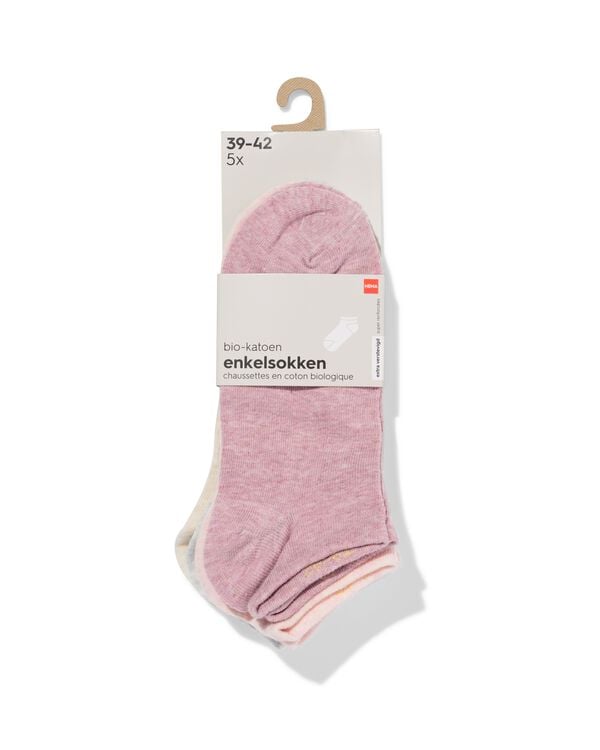 socquettes femme m&eacute;lange - 5 paires violet clair violet clair - 4280605LIGHTPURPLE - HEMA