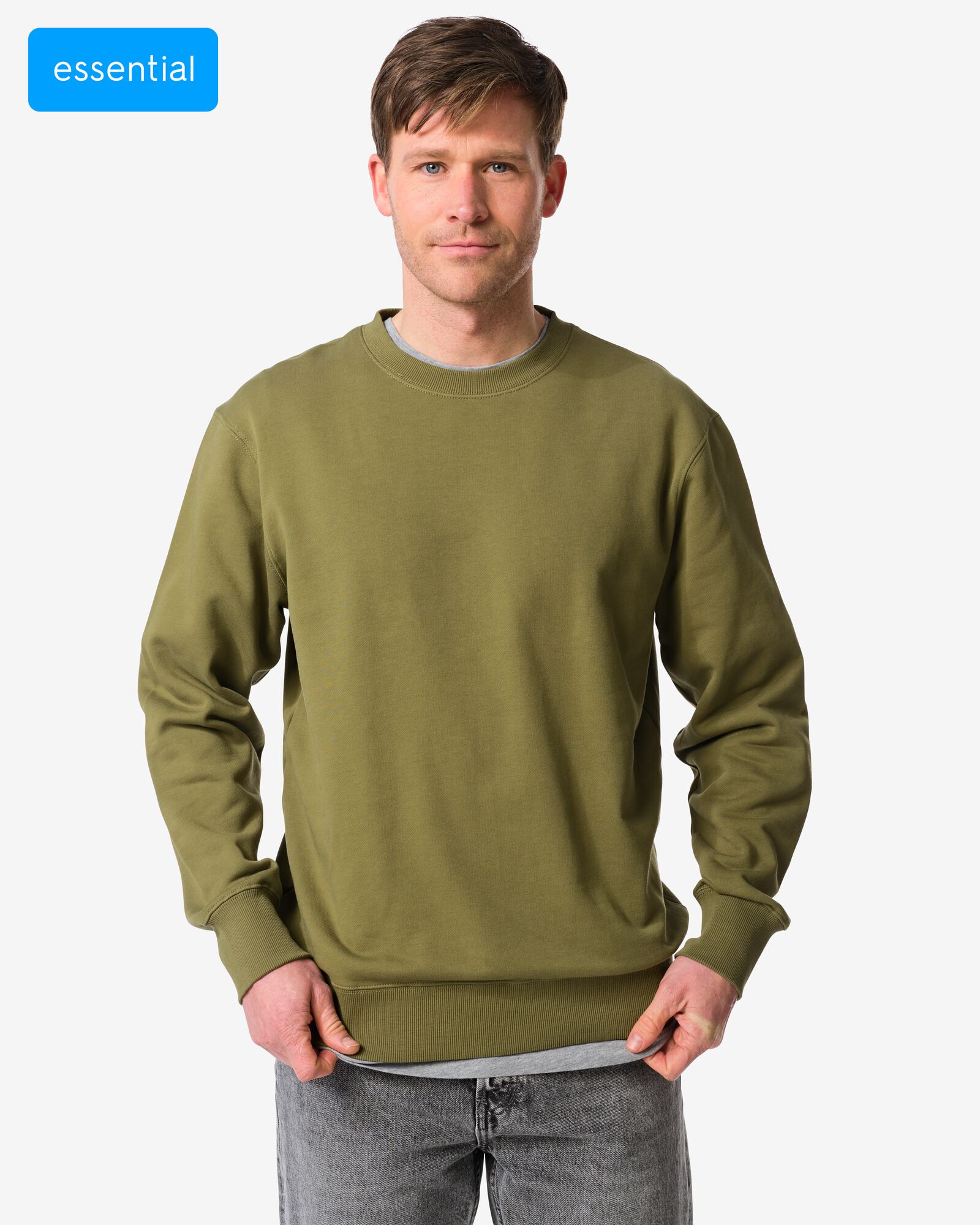herentrui Daryl regular fit sweatstof middengroen middengroen - 2148100MIDGREEN - HEMA