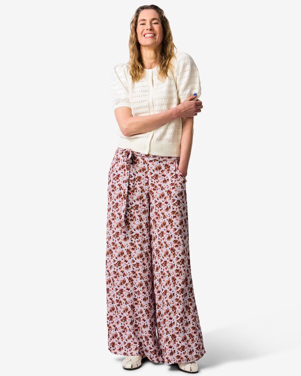 damesbroek Remmy wide fit bloemen lila - 36207840LILAC - HEMA