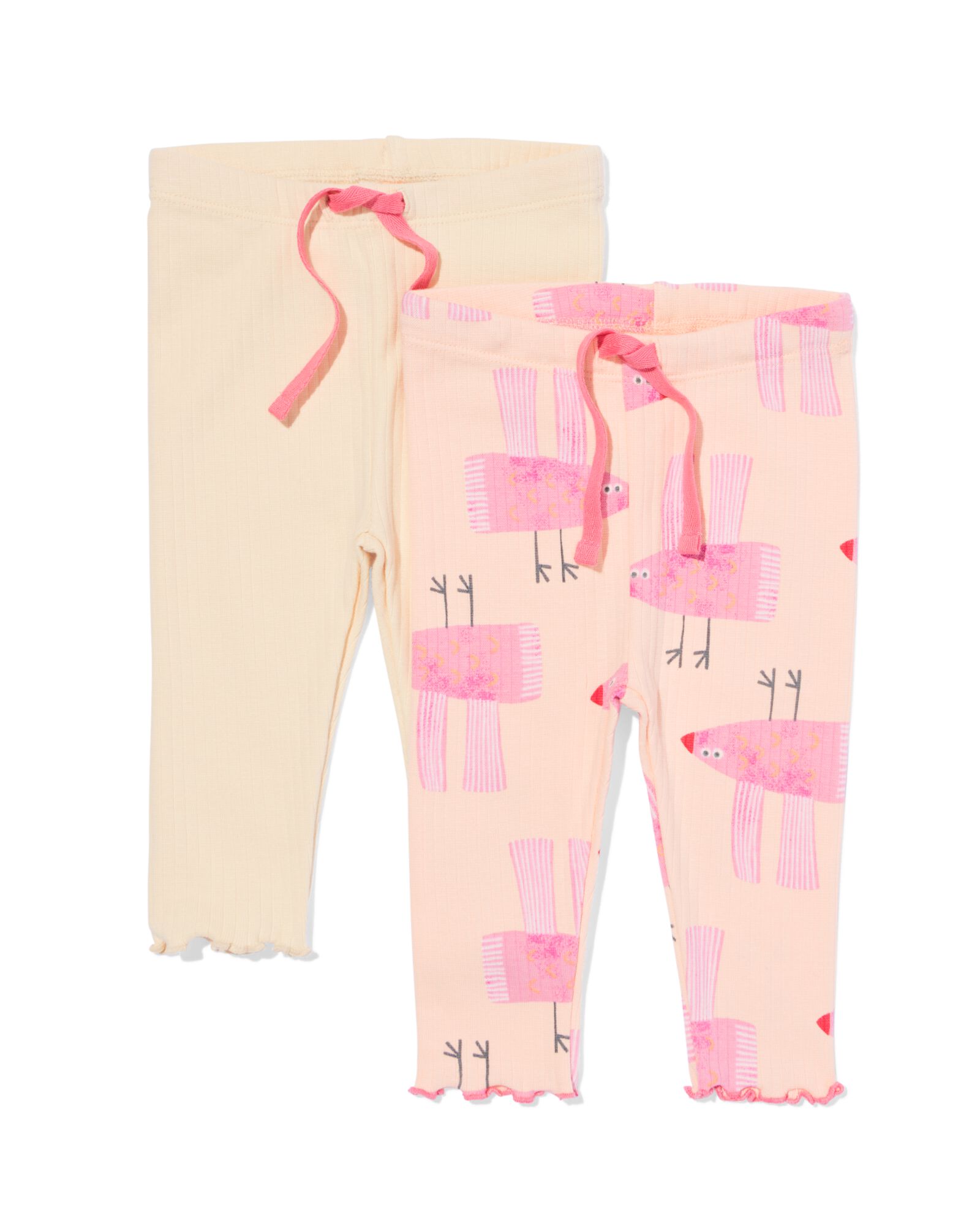 babyleggings rib vogels - 2 stuks zalmroze - 33057670SALMONPINK - HEMA