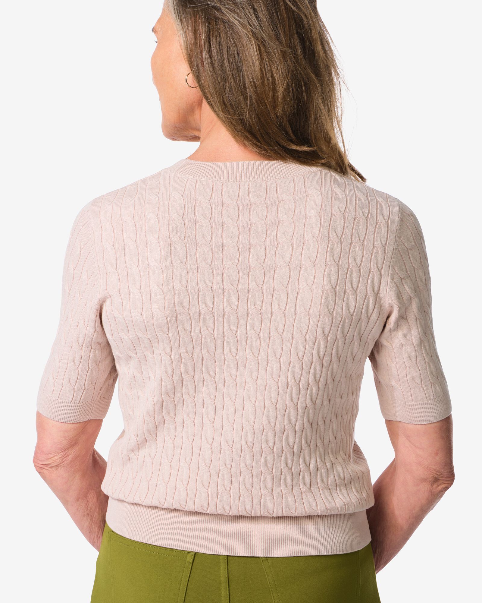 Damenpullover mit Zopfmuster Fally lachsfarben lachsfarben - 36201560SALMONPINK - HEMA
