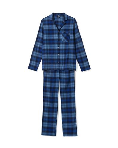 Herrenpyjama aus Flanell, kariert blau blau - 23634430BLUE - HEMA