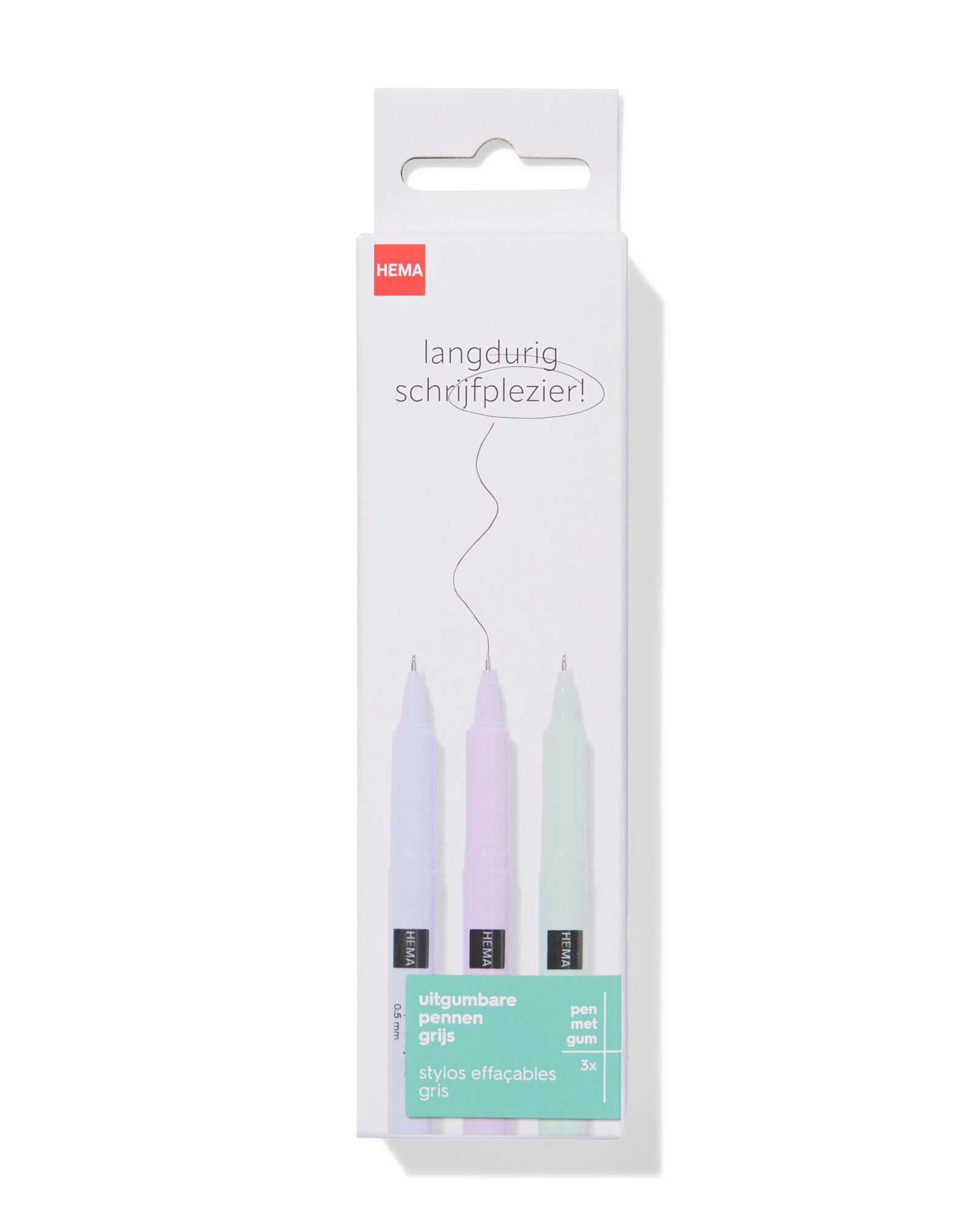 balpennen grijs uitgumbaar - 3 stuks - 14400442 - HEMA