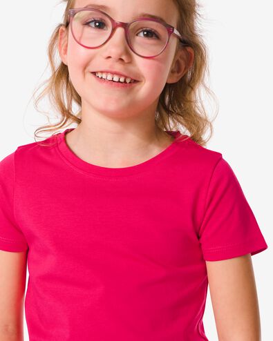 t-shirt enfant - coton bio rose 122/128 - 30832353 - HEMA