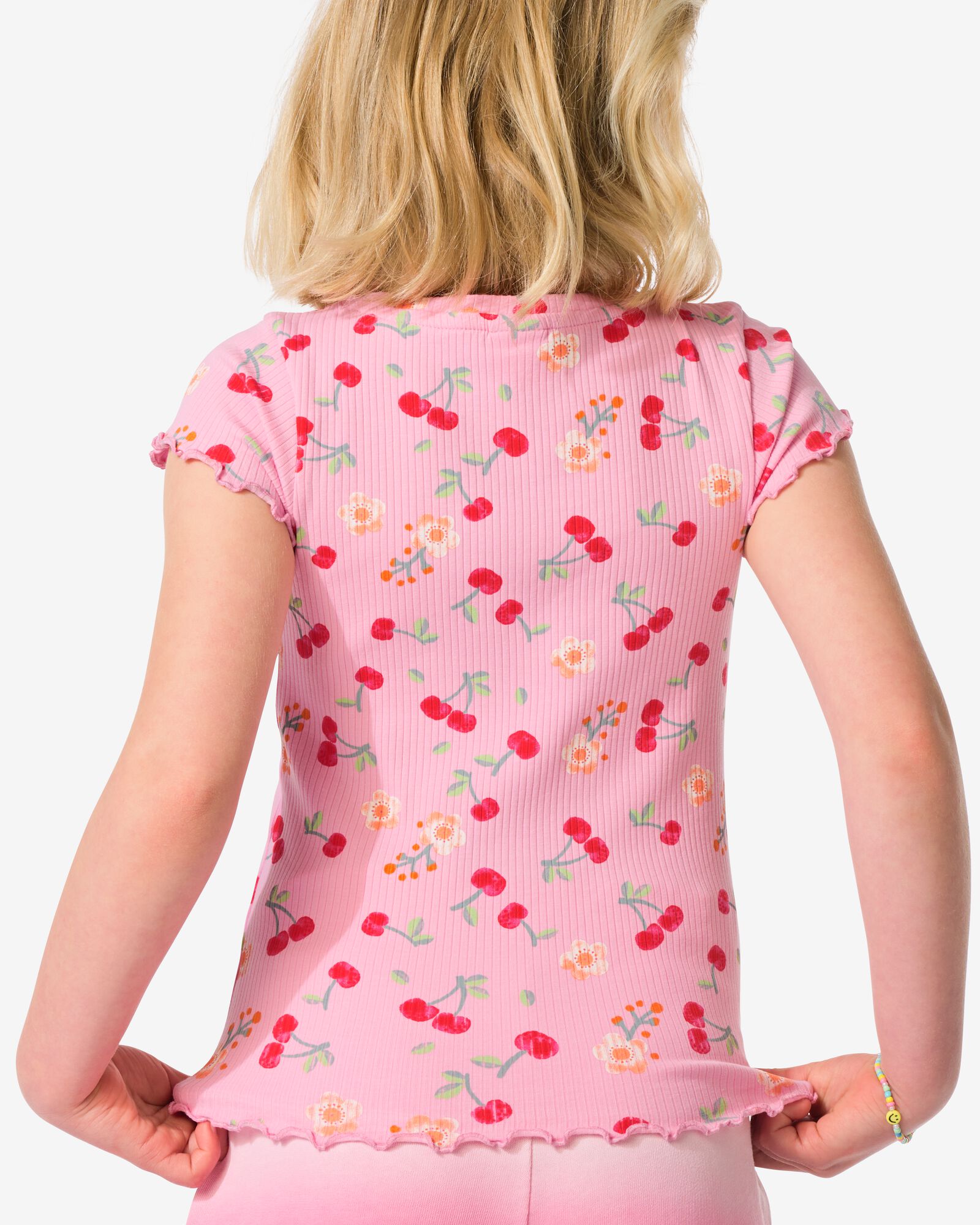 Kinder-T-Shirt gerippt mit Kirschen rosa - 30857117PINK - HEMA