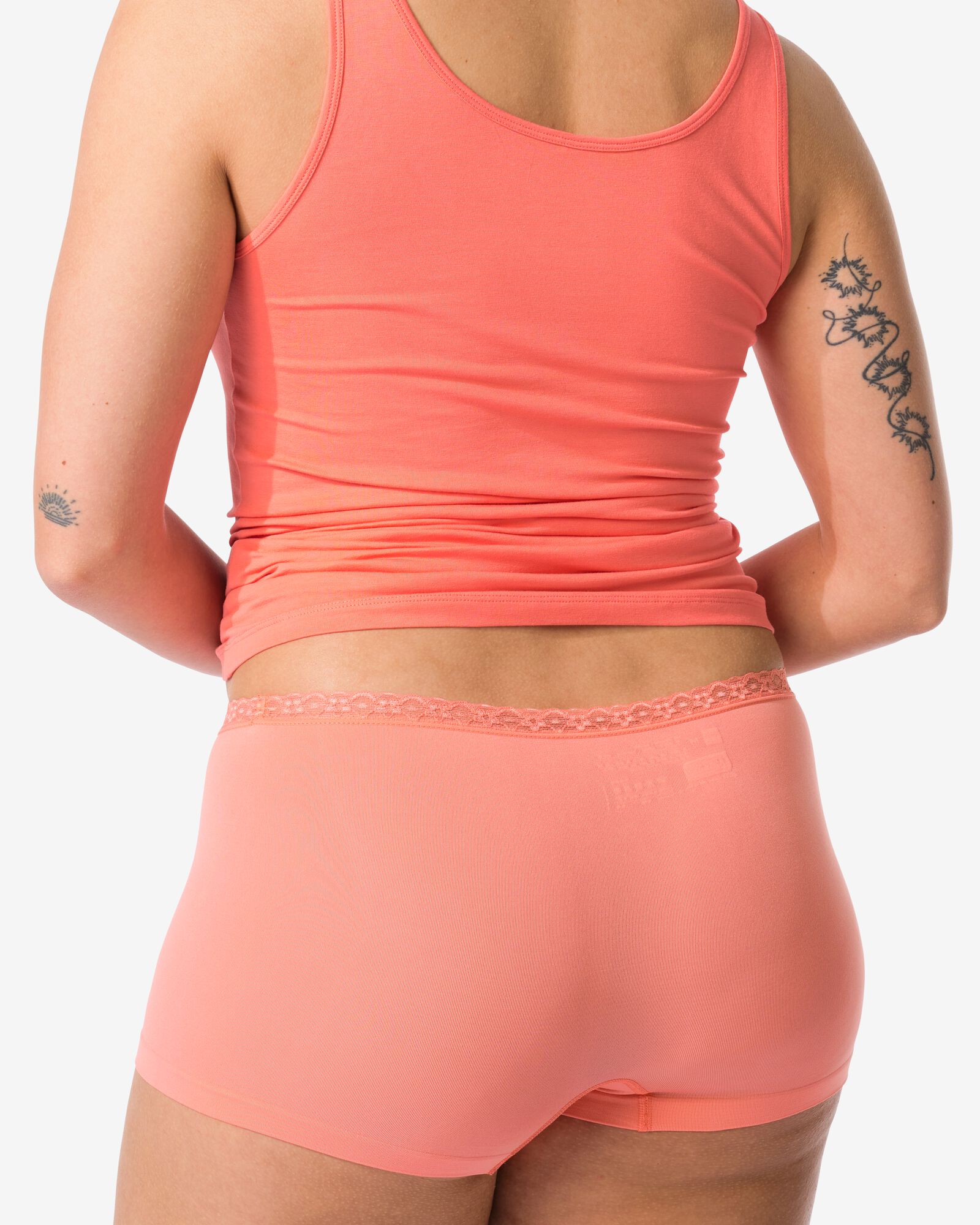 boxer femme sans coutures microfibre avec dentelle rose corail rose corail - 19680734CORALPINK - HEMA