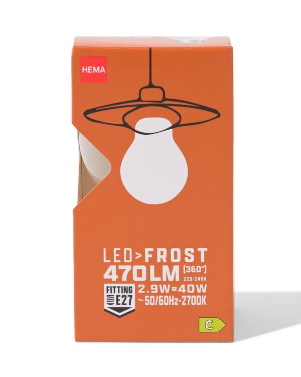 led poire verre givr&eacute; E27 2,9W 470lm - 20000074 - HEMA