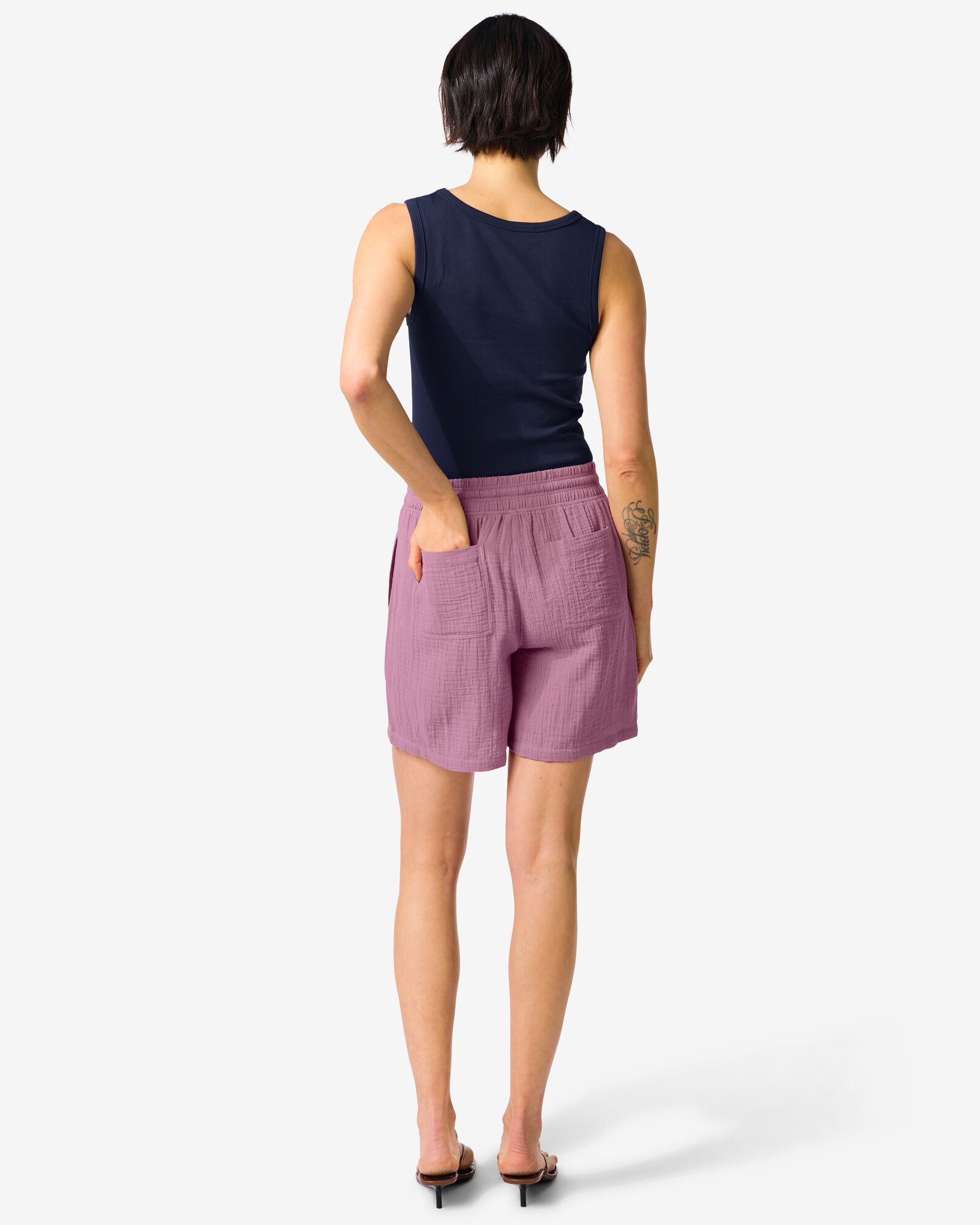 dames short Kai relaxed fit mousseline paars paars - 36304240PURPLE - HEMA