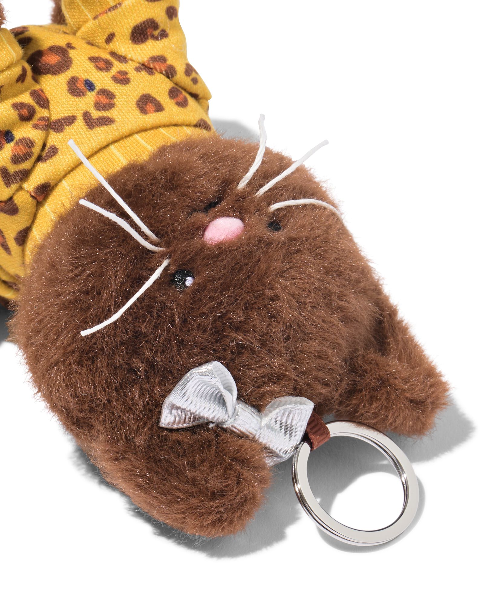 sleutelhanger 8x8x12cm kat met panterprint - 61104304 - HEMA