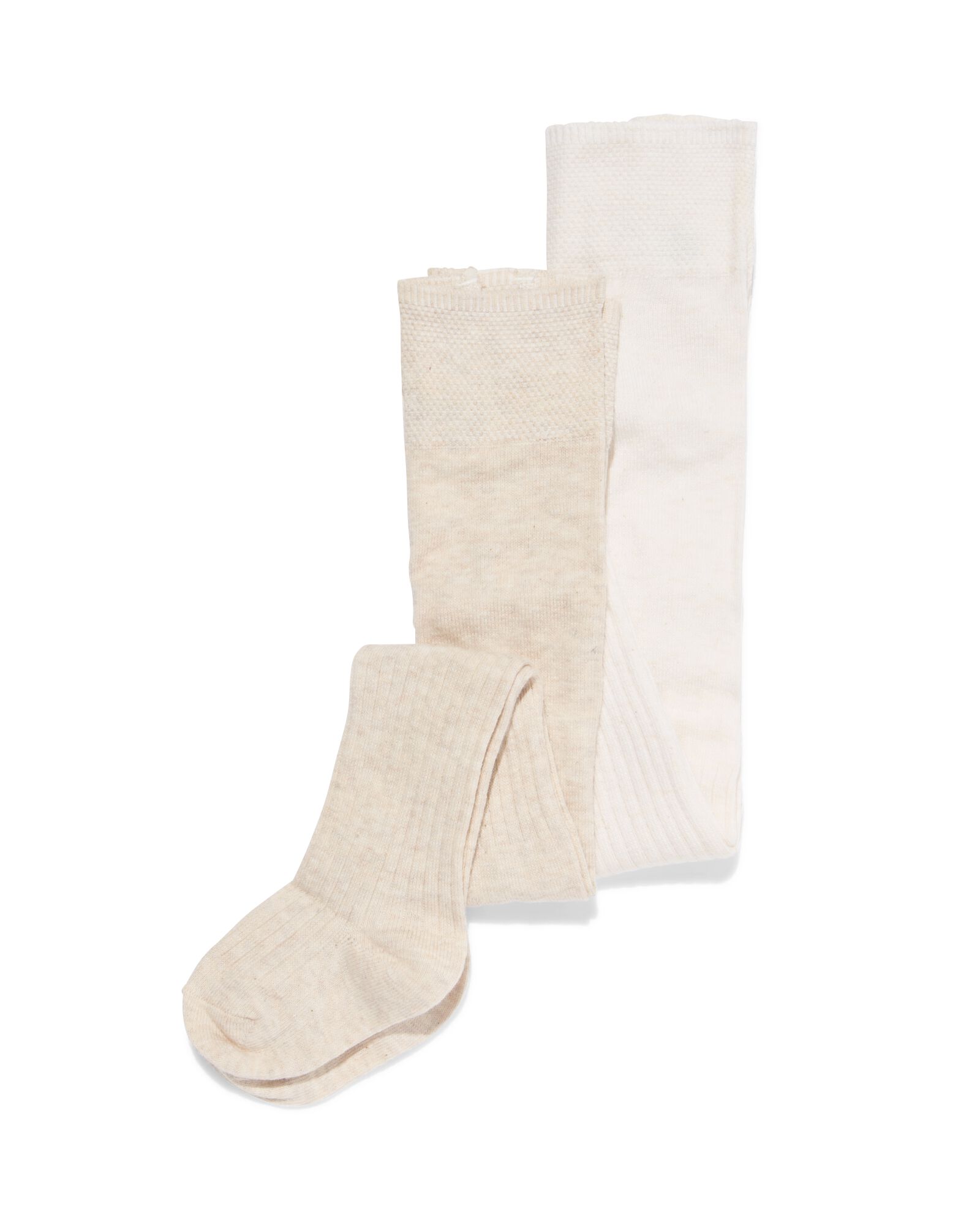 collants bébé côtelés - 2 pièces beige beige - 4700700BEIGE - HEMA