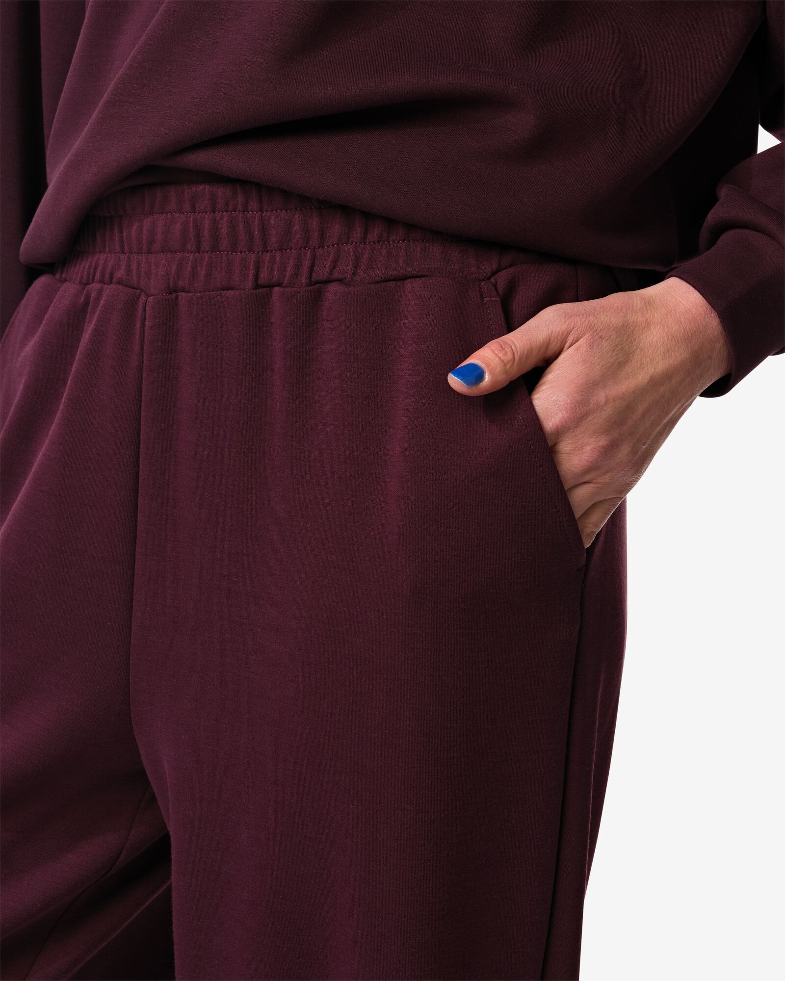 damesjoggingsbroek loose fit bordeauxrood bordeauxrood - 36000452BURGUNDYRED - HEMA