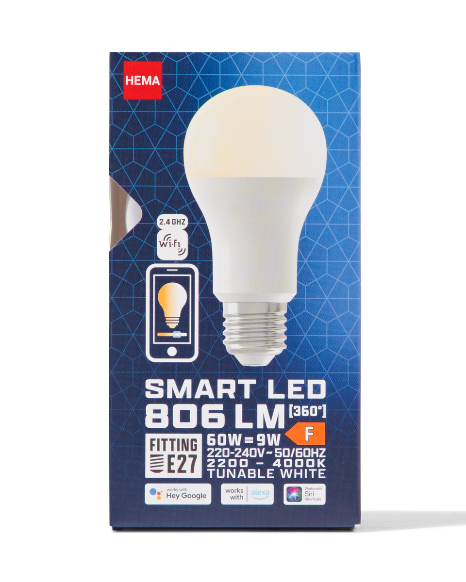 ampoule led poire smart white 9,4W 806lm - 20070014 - HEMA