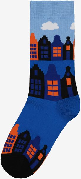 sokken met katoen happy home blauw 43/46 - 4103483 - HEMA