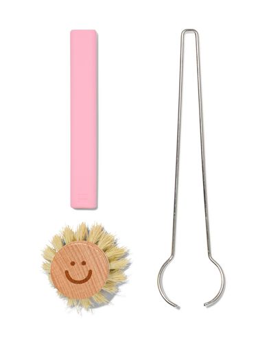 brosse vaisselle avec tête indépendante rose - 20540036 - HEMA