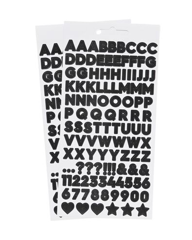 2 feuilles d&rsquo;autocollants alphabet noir 19.5x10.5  - 14120200 - HEMA