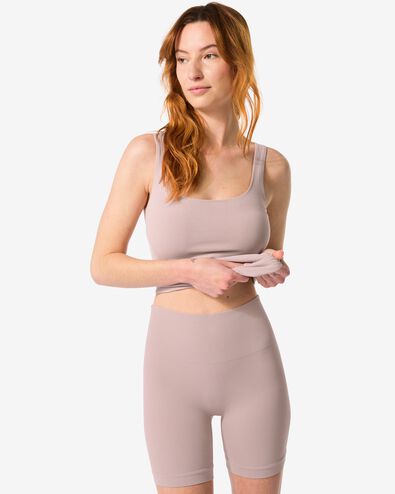 licht corrigerende biker hoge taille naadloos katoen beige beige - 21540204BEIGE - HEMA