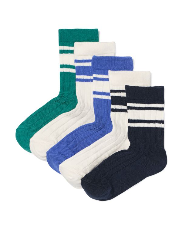 kindersokken strepen - 5 paar donkerblauw - 4321010DARKBLUE - HEMA