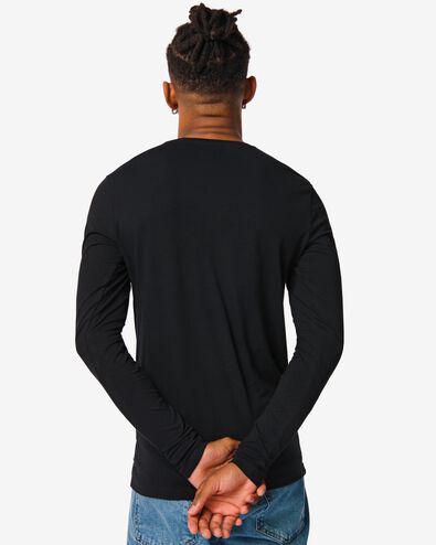 t-shirt homme slim fit col rond - manche longue noir XL - 34276896 - HEMA