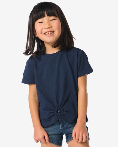 kinder t-shirt met ring donkerblauw 98/104 - 30841161 - HEMA