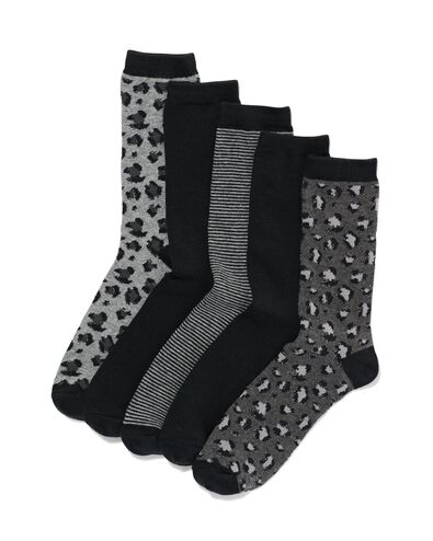 5 paires de chaussettes femme avec du coton gris chiné 35/38 - 4200511 - HEMA