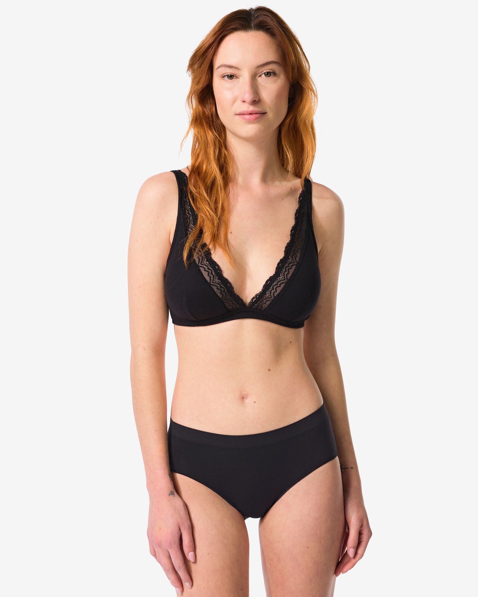 dameshipster naadloos micro met kant zwart zwart - 19620986BLACK - HEMA