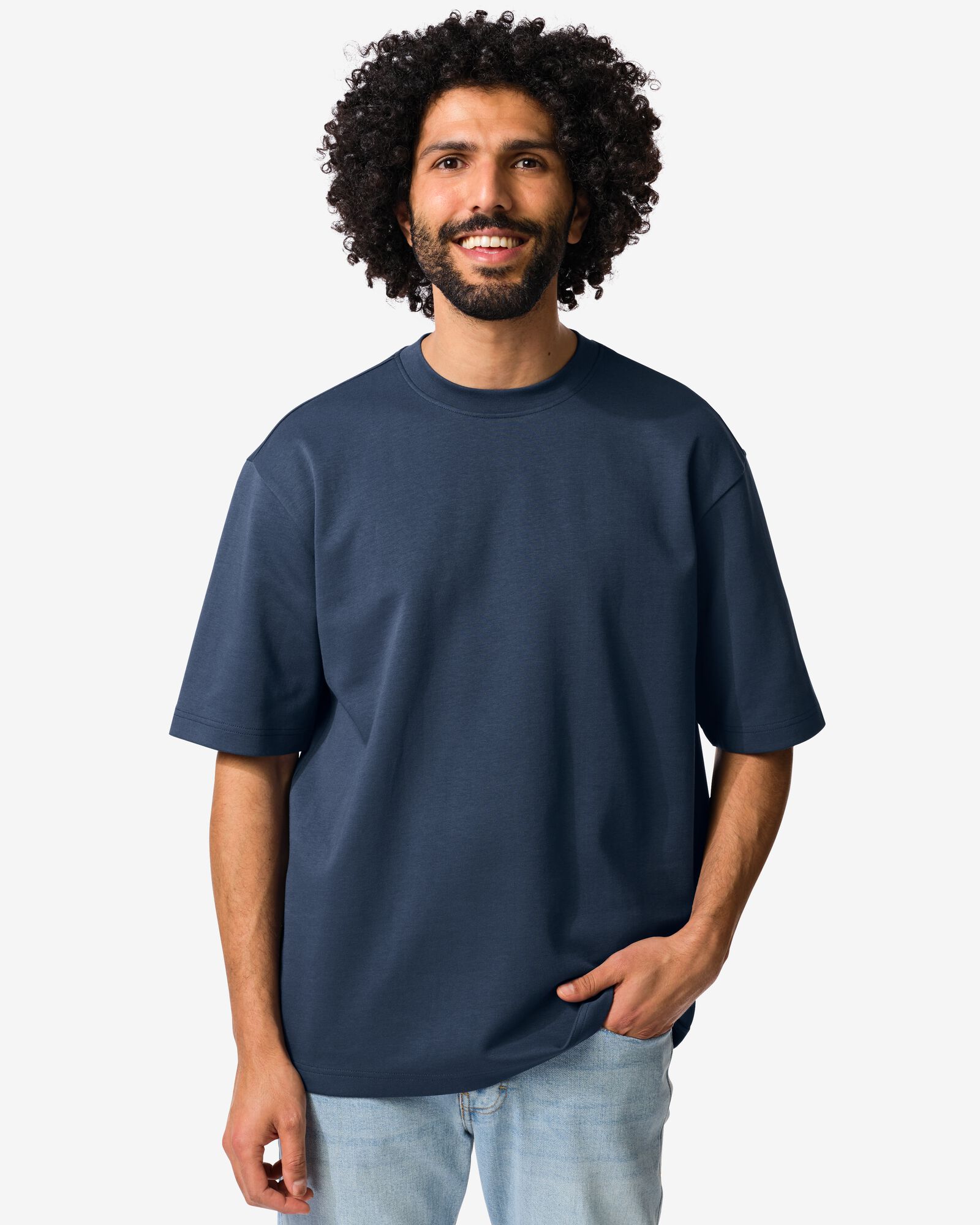 t-shirt homme Job coupe oversize bleu fonc&eacute; bleu fonc&eacute; - 2179050DARKBLUE - HEMA