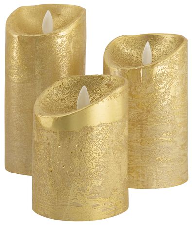 3er-Pack Wachs-LED-Kerzen, &Oslash; 7.5 cm, golden - 25590085 - HEMA