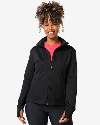 Damen-Trainingsjacke Fleece schwarz - 36000002BLACK - HEMA
