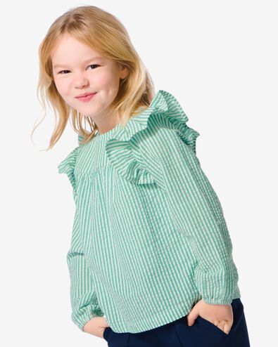 Kinder-Bluse mit Rüsche grün 134/140 - 30835264 - HEMA