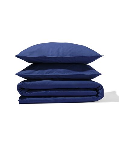 housse de couette 240x200/220cm coton h&ocirc;tel percale bleu fonc&eacute; - 5750169 - HEMA