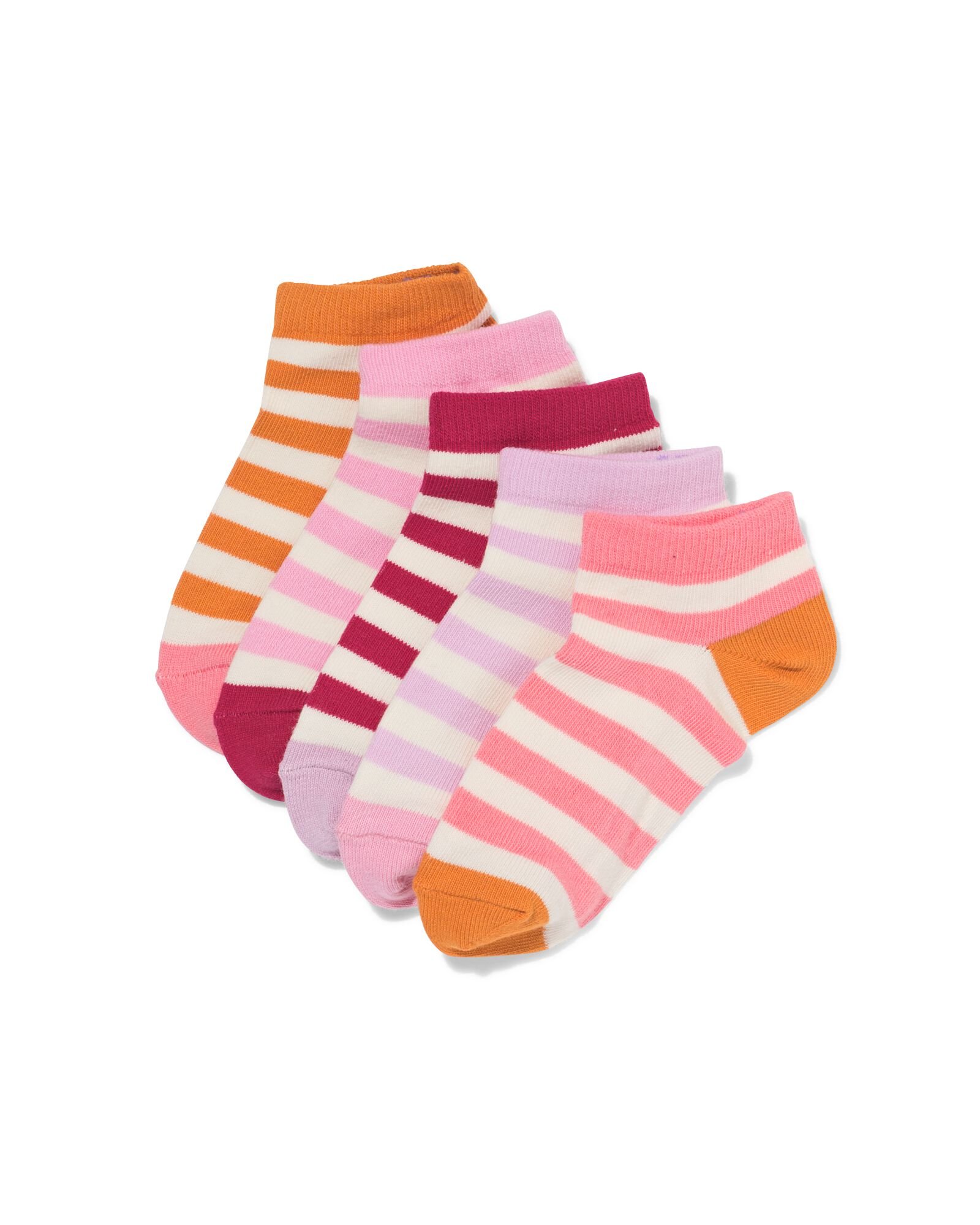 kinder enkelsokken strepen - 5 paar roze roze - 4320745PINK - HEMA