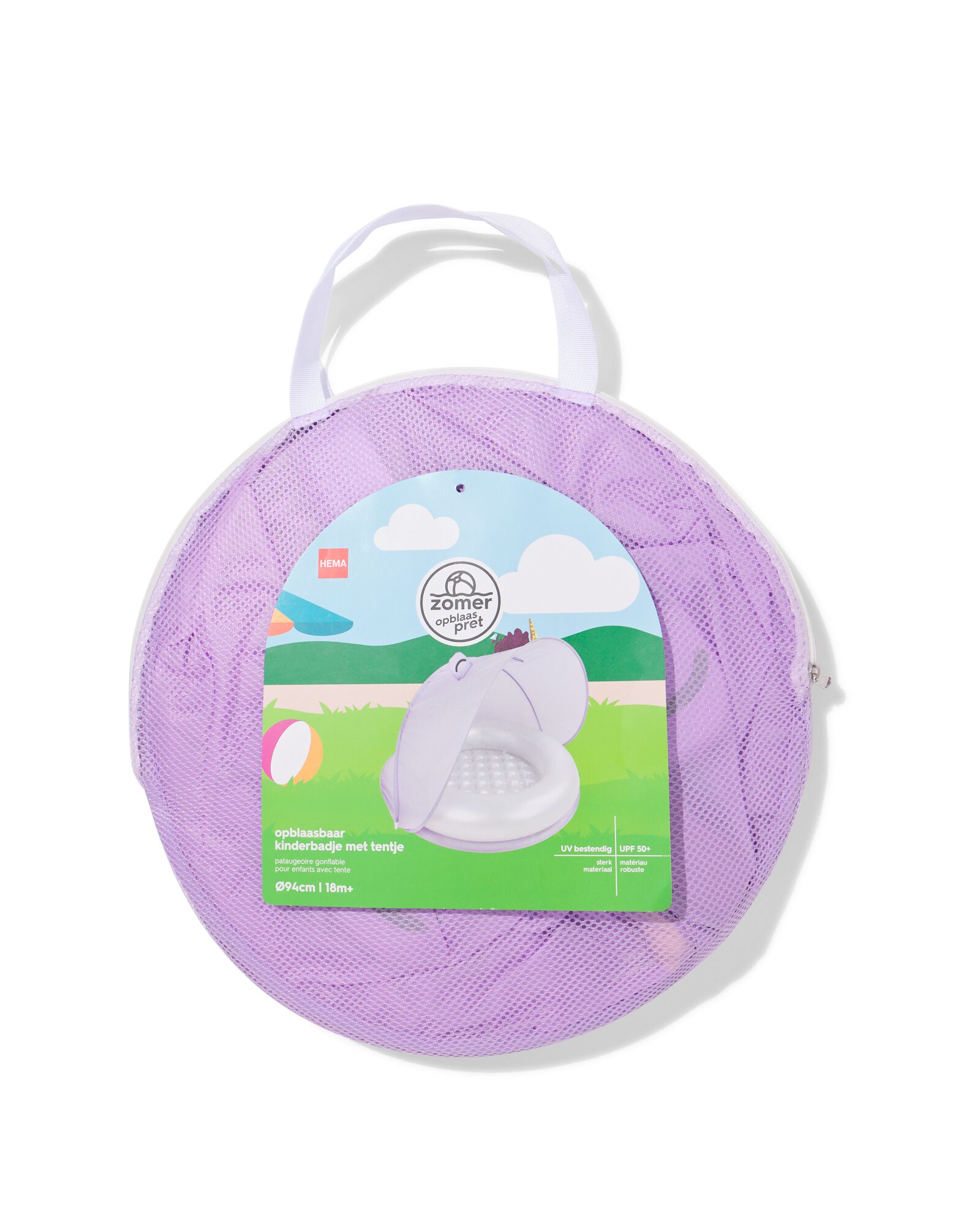 opblaasbaar kinderbadje met tent ⌀94cm eenhoorn - 15800145 - HEMA