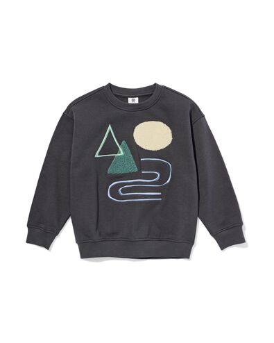 kindersweater grafisch donkergrijs donkergrijs - 30707008DARKGREY - HEMA