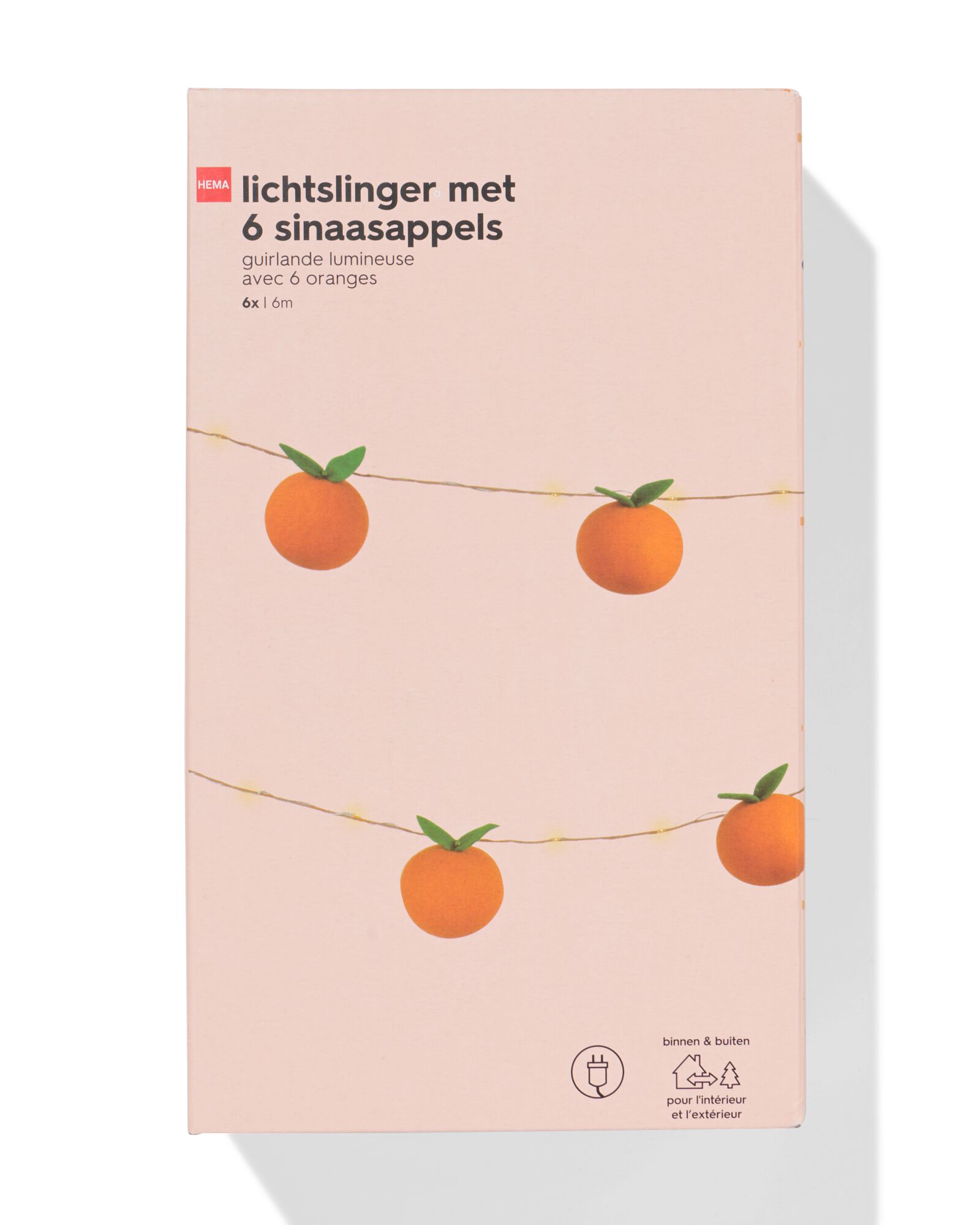 guirlande lumineuse 6 m avec 6 oranges pour une utilisation int&eacute;rieure et ext&eacute;rieure - 41822203 - HEMA