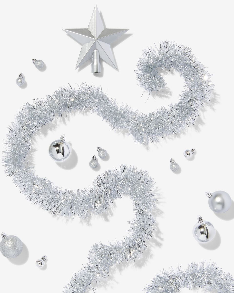 54 éléments de décoration en plastique recyclé pour sapin de Noël - argenté - 25100930 - HEMA