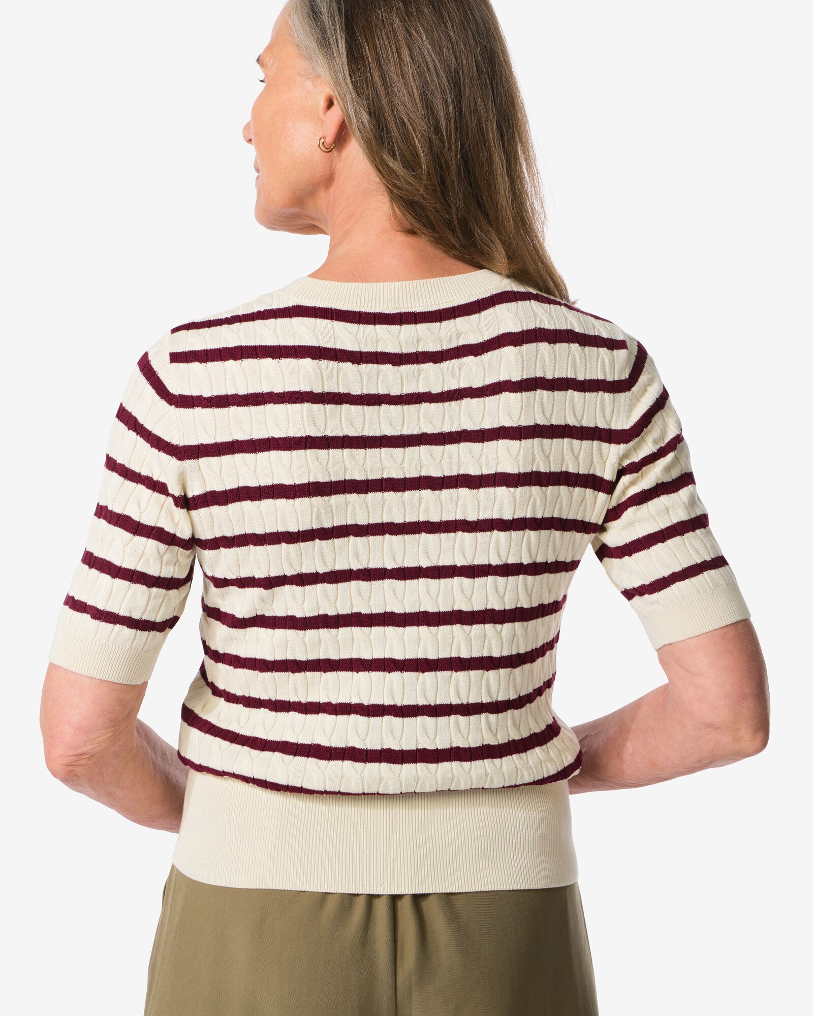 dames kabeltrui Fally gebroken wit - 36201480OFFWHITE - HEMA