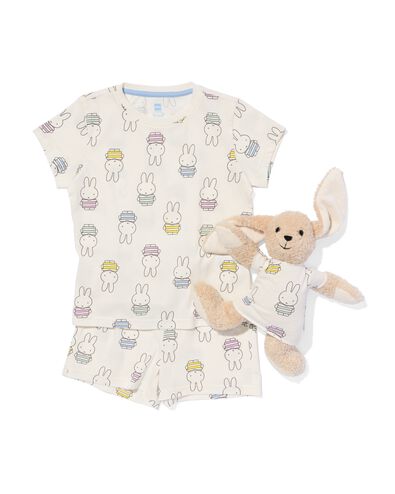 Kinder-Kurzpyjama, Baumwolle/Elasthan, Miffy, mit Puppennachthemd eierschalenfarben 110/116 - 23080282 - HEMA