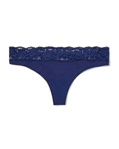 damesstring naadloos micro met kant donkerblauw donkerblauw - 19601734DARKBLUE - HEMA