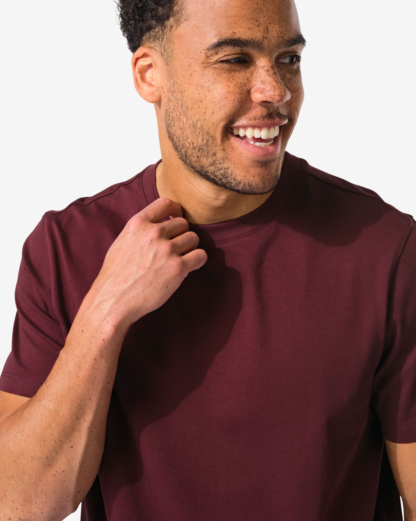 heren T-shirt regular donkerrood donkerrood - 2190360DARKRED - HEMA