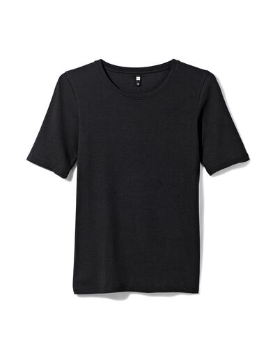 Damen-Shirt Clara, Feinripp schwarz schwarz - 36259050BLACK - HEMA