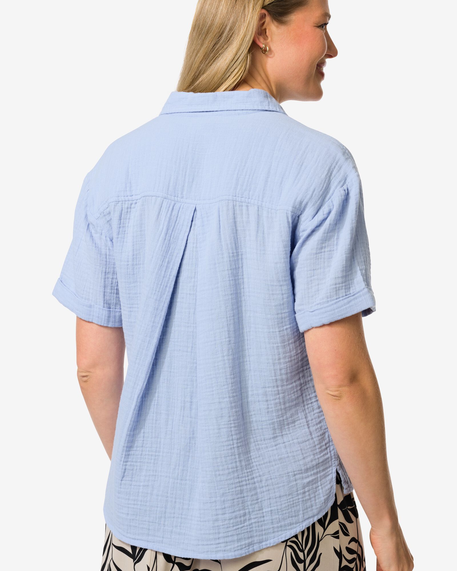 damesblouse Kai crinkle  blauw - 36380475BLUE - HEMA