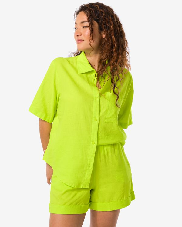 Damen-Bluse Lizzy, mit Leinenanteil grün grün - 36209270GREEN - HEMA