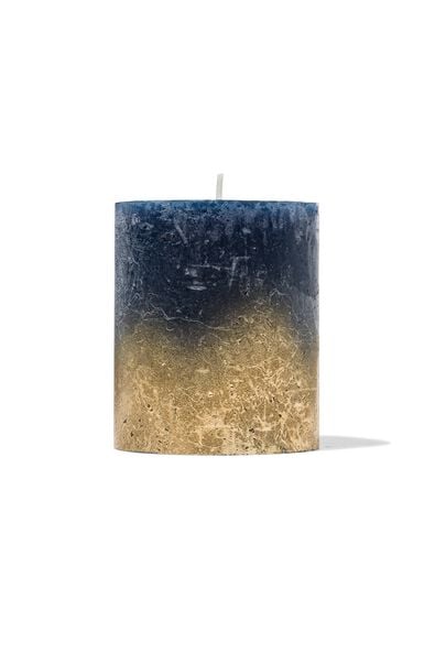 rustikale Kerze, Ø 7 x 8 cm, dunkelblau/golden - 13502886 - HEMA