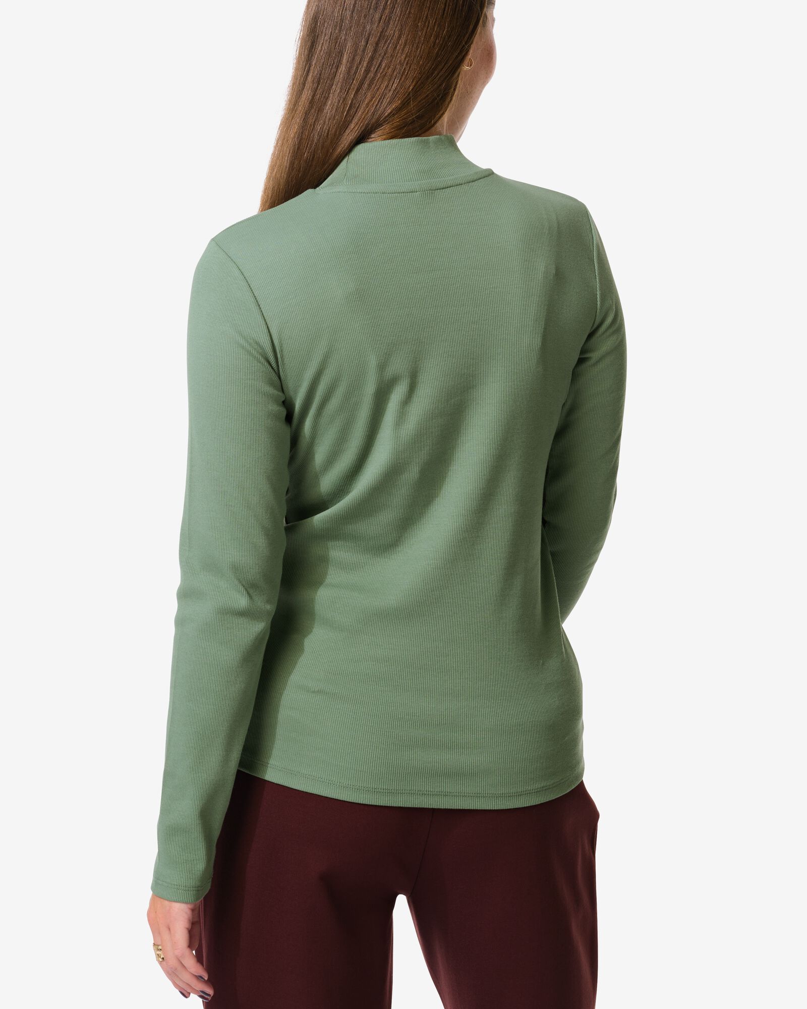 dames T-shirt Clara rib groen - 36302440GREEN - HEMA